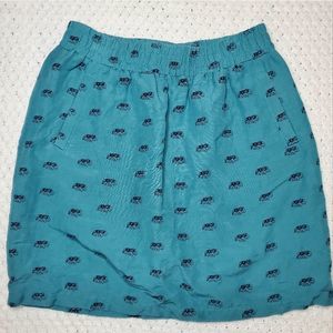 LOFT Teal Mini Skirt with Elephant Pattern Size Medium Petite
